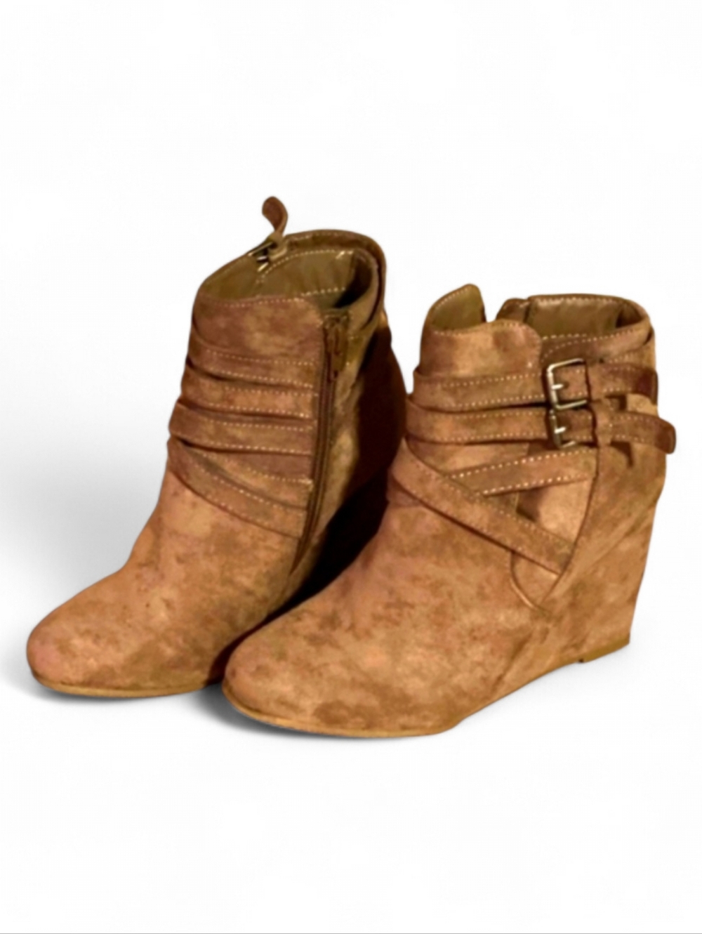 MADDEN * Brown wedge zip up ankle boots SIZE 7.5